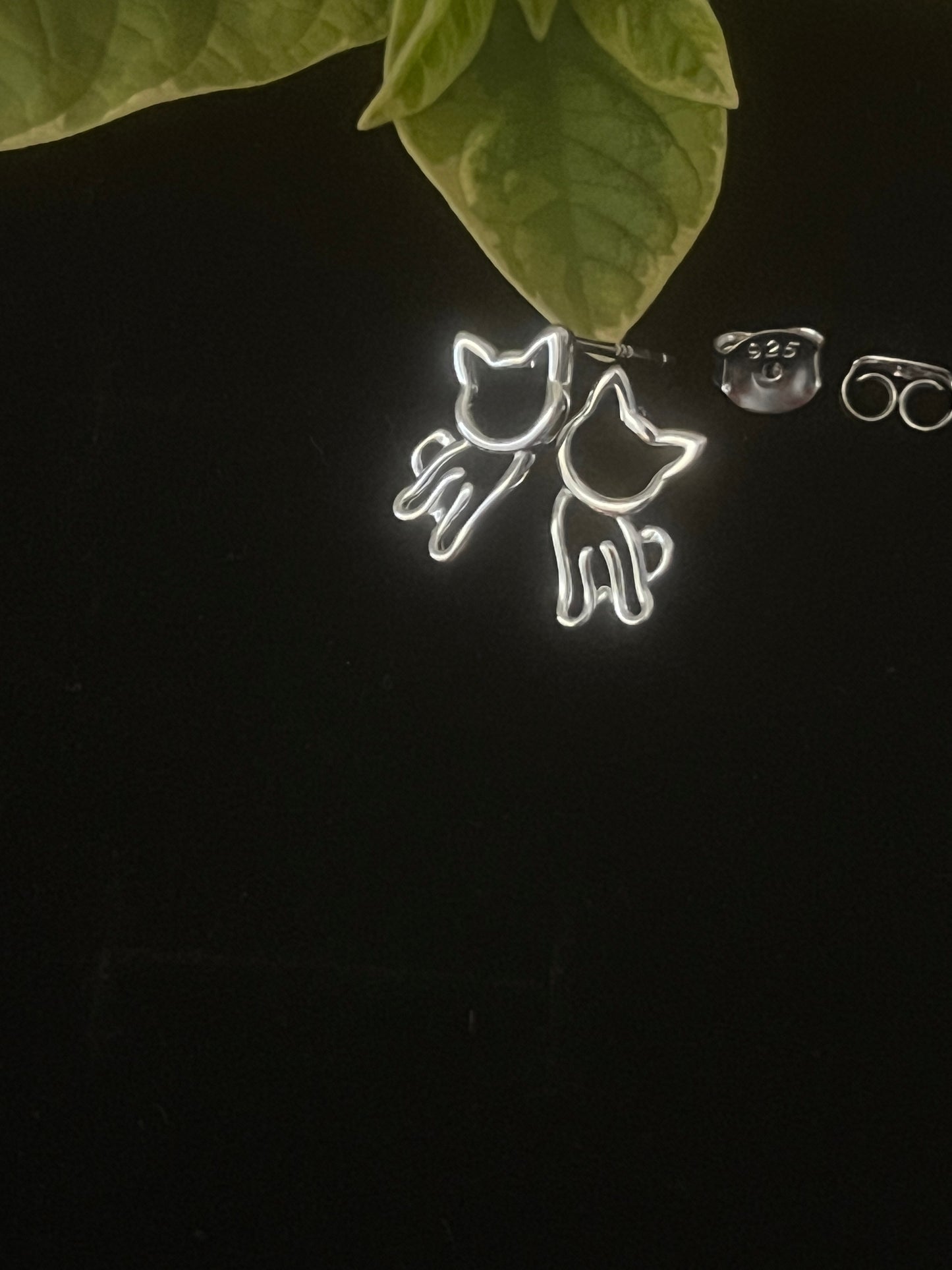 925 Sterling Silver love Kitty stud Earrings