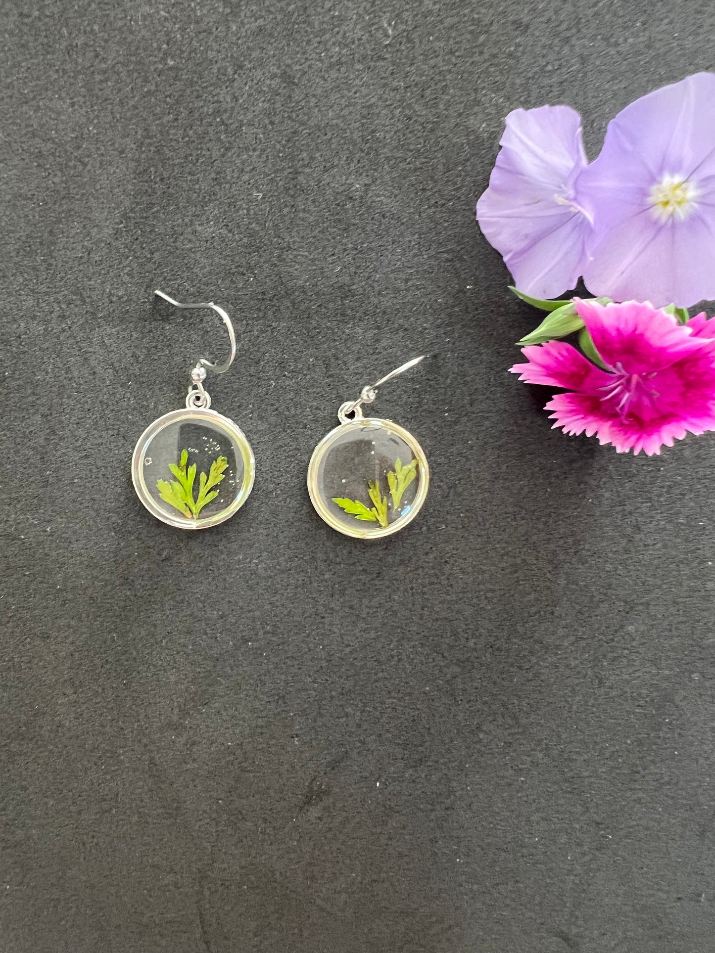 tiny real real in silver frame earrings perfect birthday anniversary gift