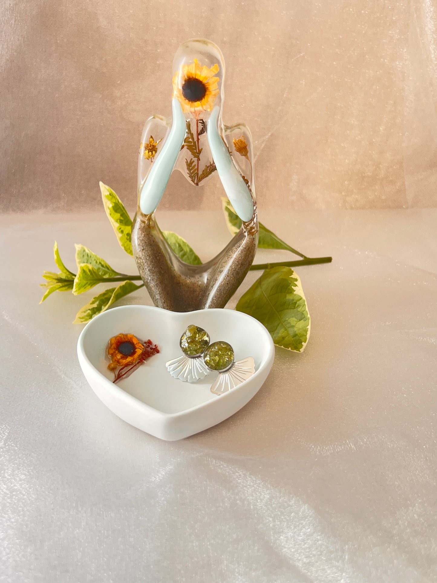 figurine handmade sun flower dreamer decor trinket trey heart cute trey perfect gift