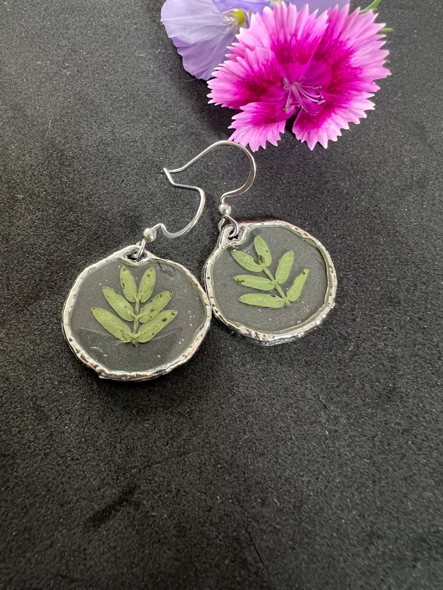 tiny real real in silver frame earrings perfect birthday anniversary gift