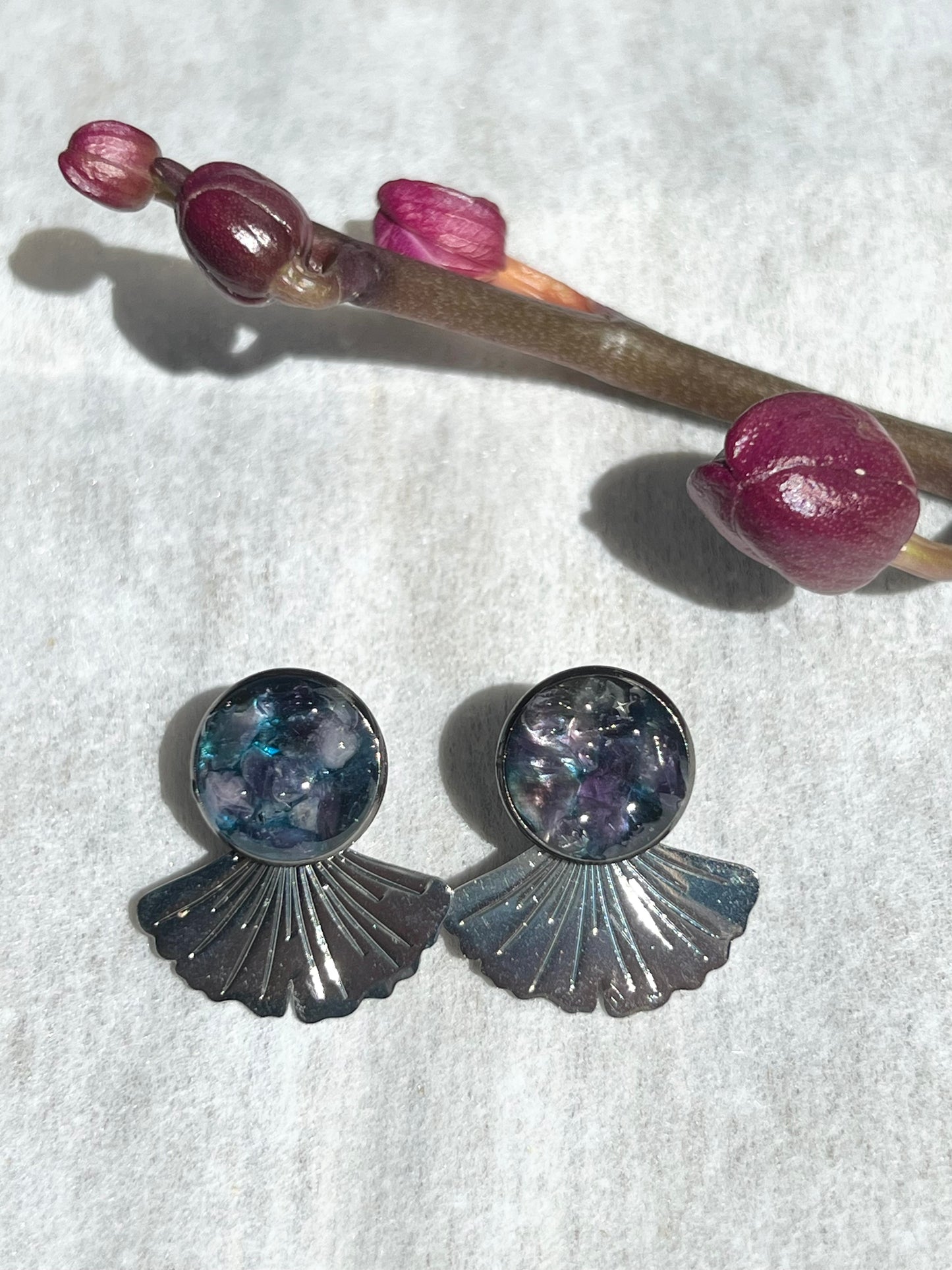 Amethyst in Resin Stud Earrings perfect gift, February stone