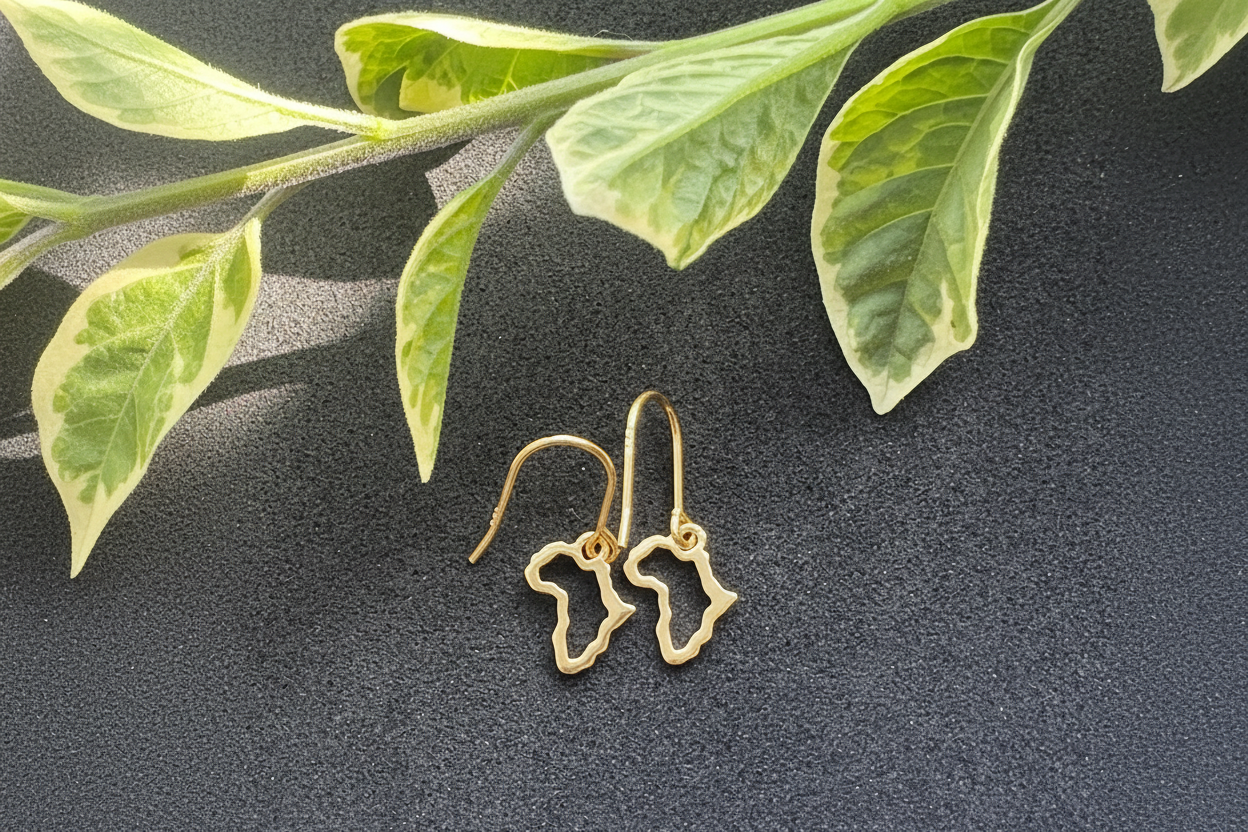 Sterling Silver African Continent Outline Necklace / Earrings – Minimalist South African Jewellery - JewlOn