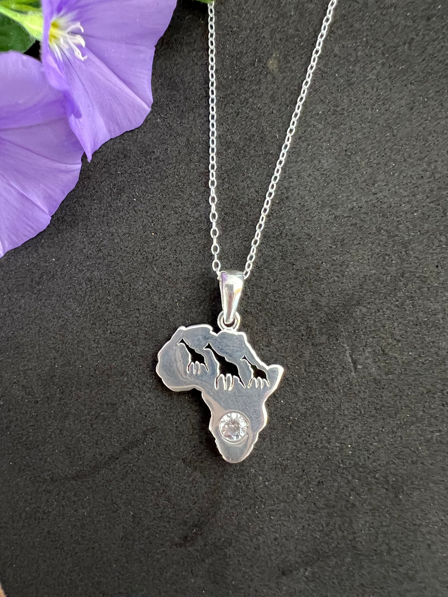 Unisex Sterling Silver Giraffe Necklace