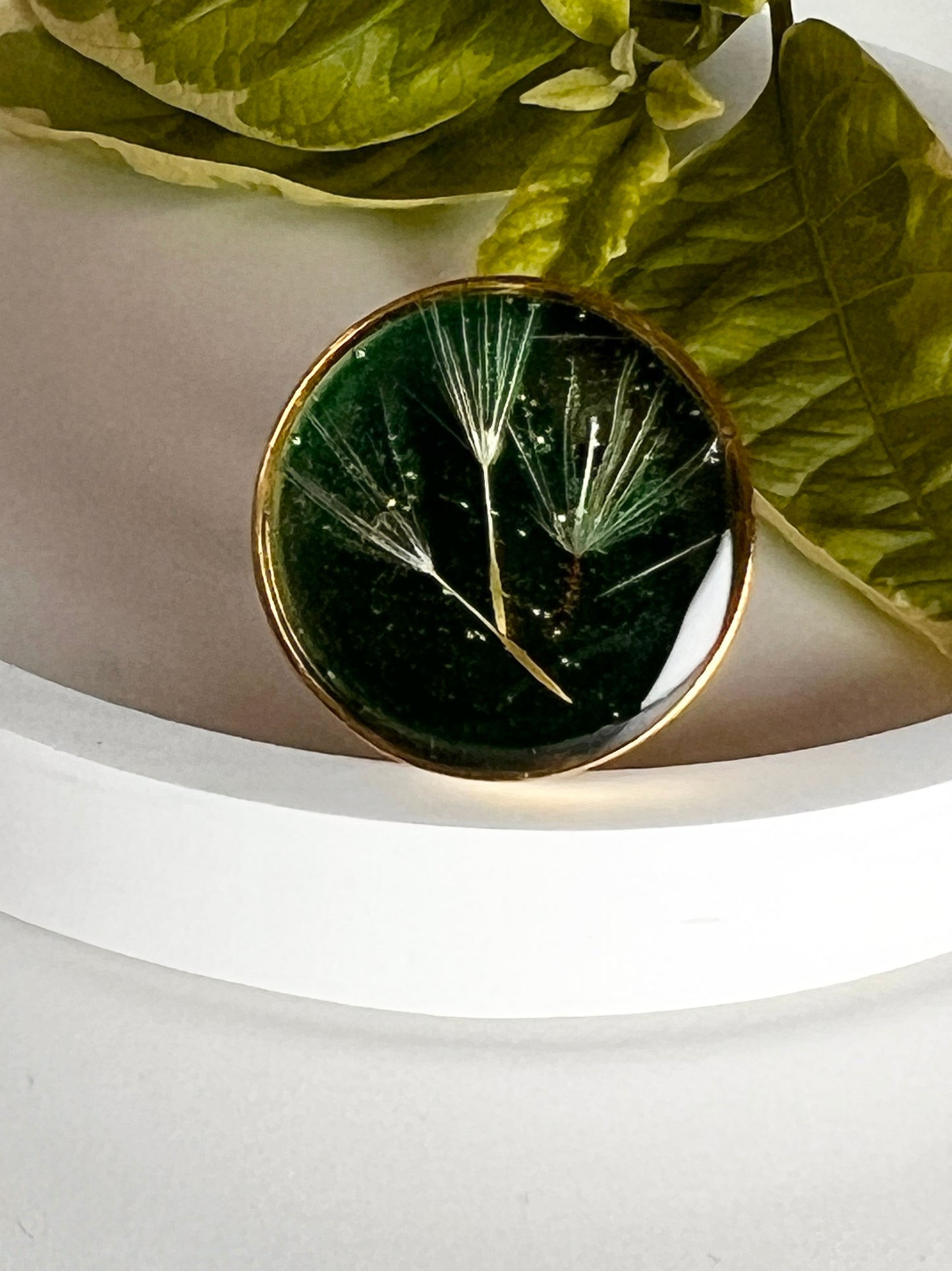 Real Dandelion Statement Ring