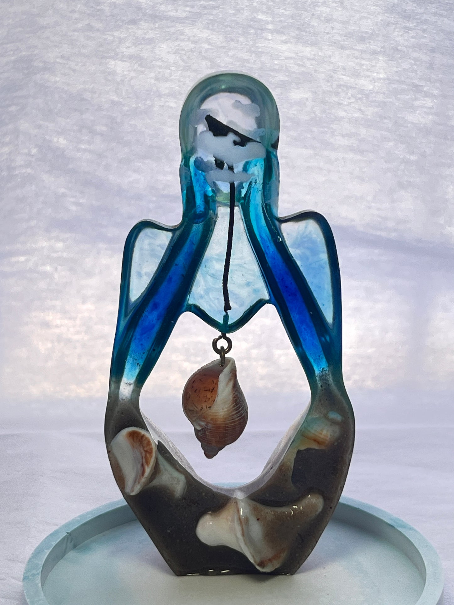 seashell in ocean theme thinker dreamer figurine with seashell tray perfect gift