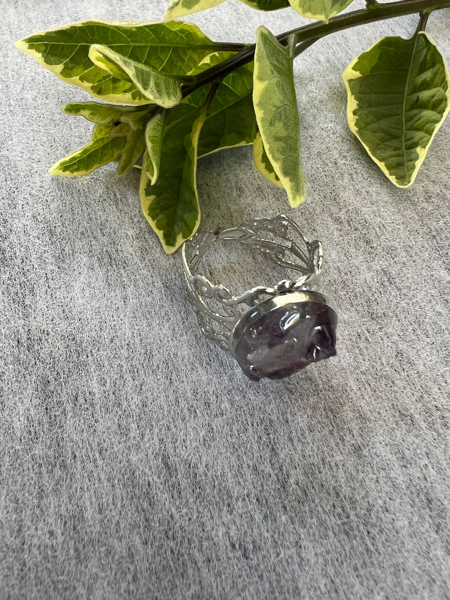 Amethyst in Silver setting Resin Jewlery