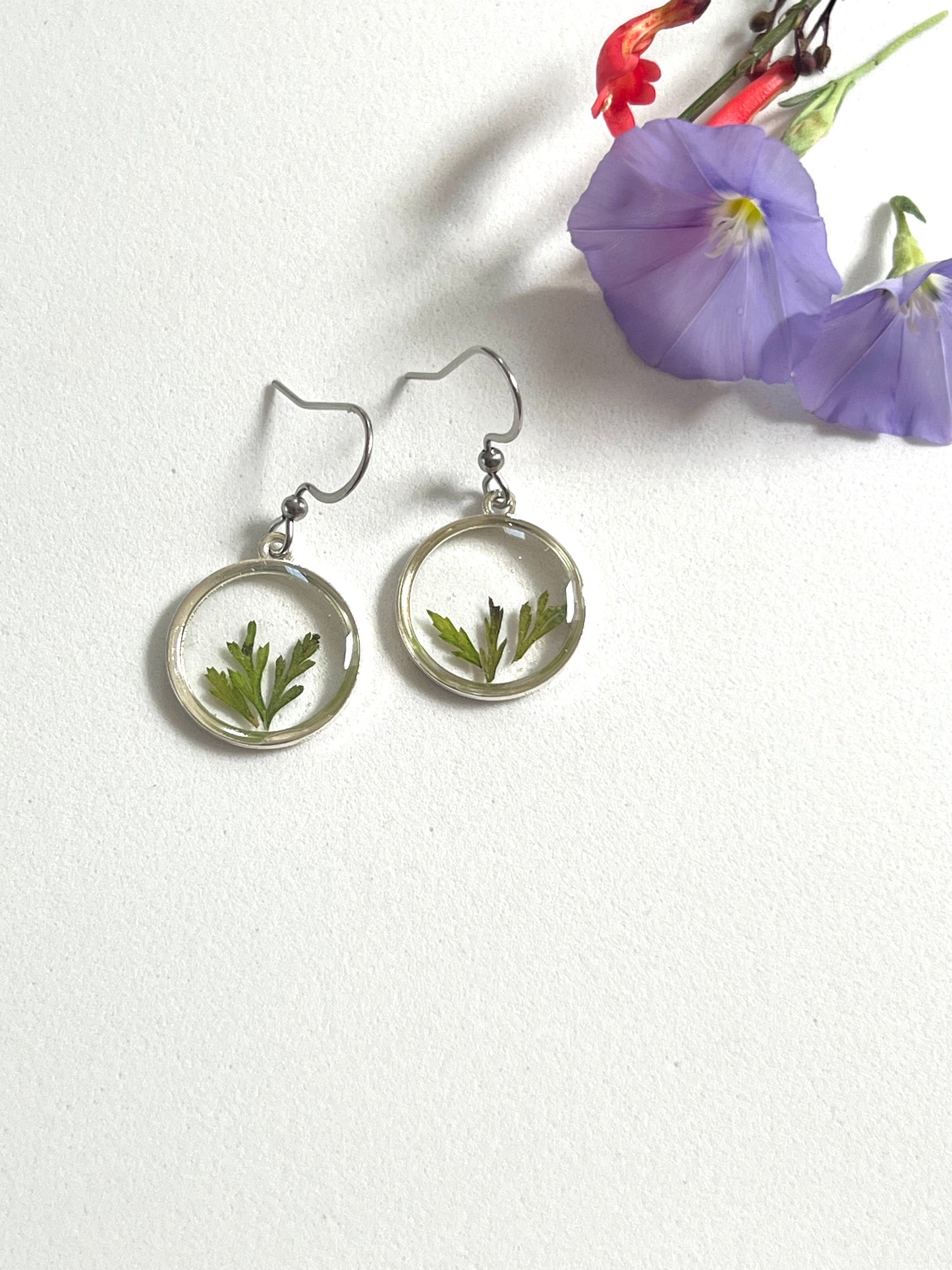 tiny real real in silver frame earrings perfect birthday anniversary gift