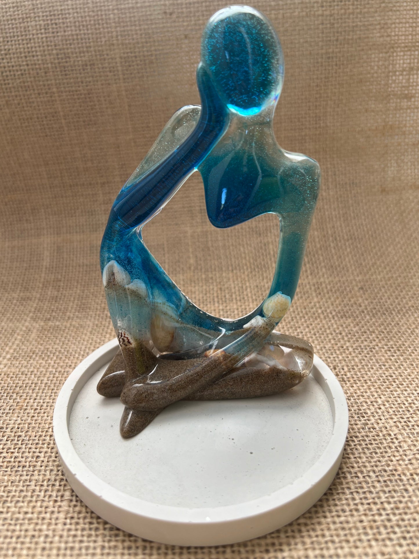 seashell in ocean theme thinker dreamer figurine with seashell tray perfect gift