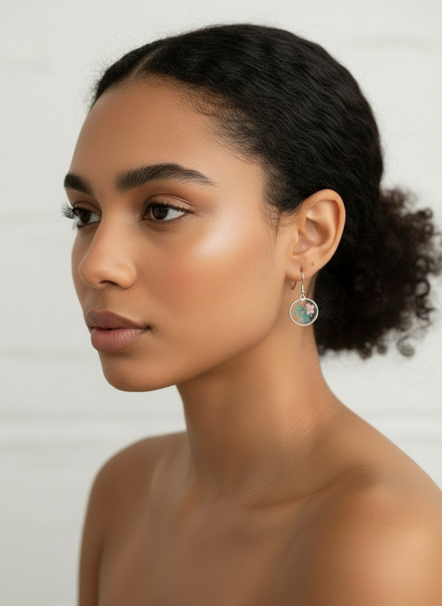 Blue Fynbos Blast and soft pink Resin Jewellery