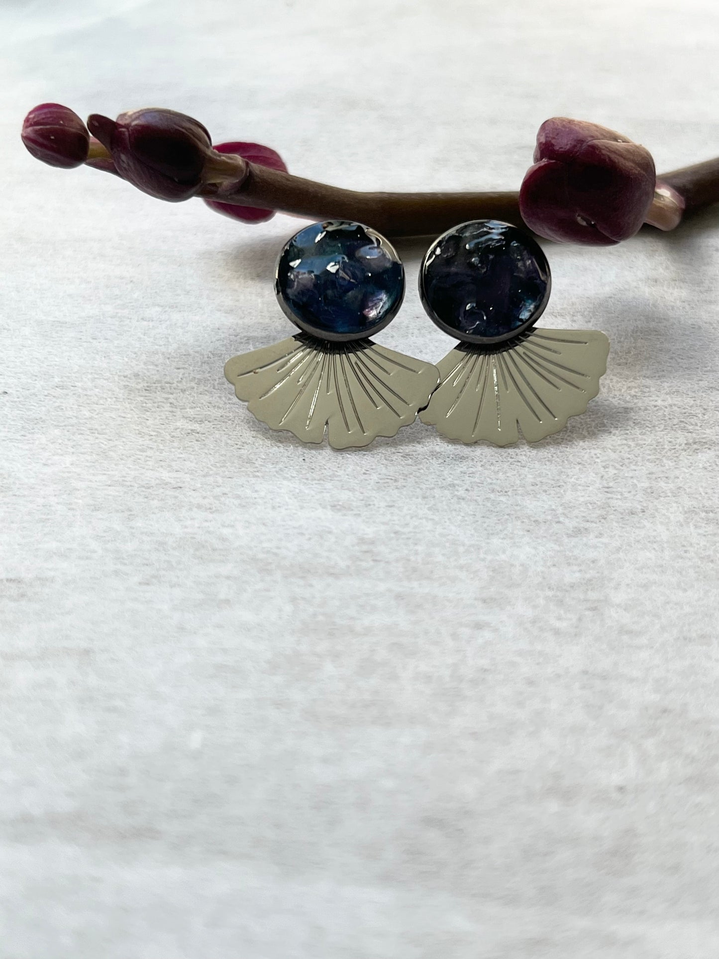 Amethyst in Resin Stud Earrings perfect gift, February stone