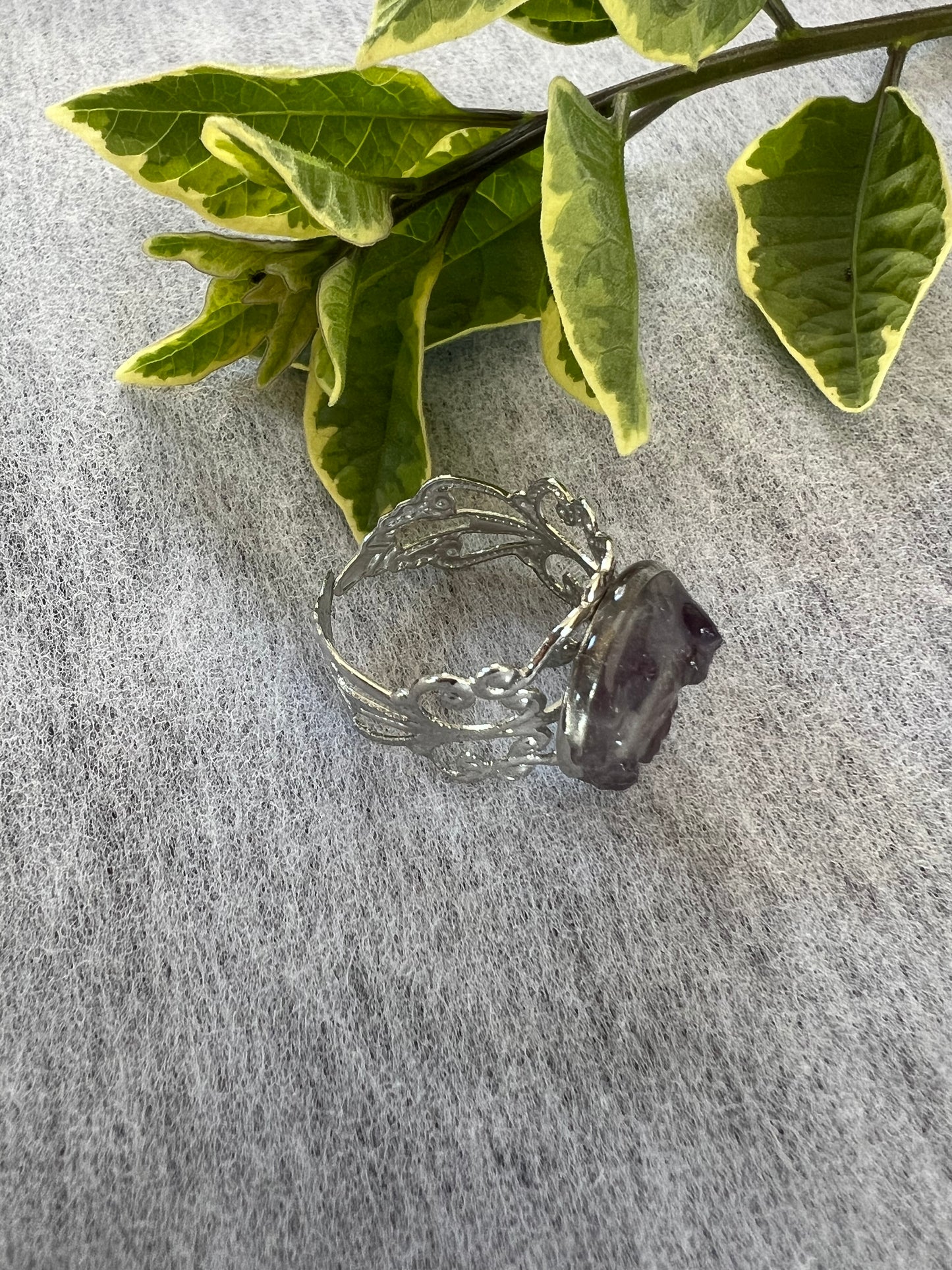 Amethyst in Silver setting Resin Jewlery