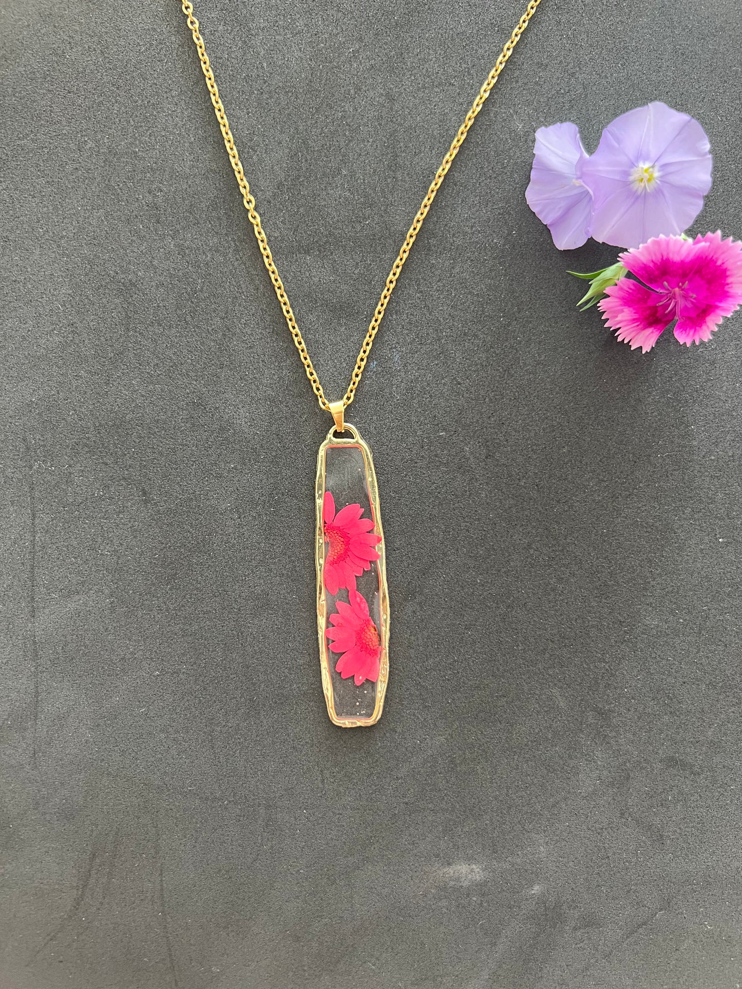 Rectangle Real Daisy Resin Jewellery