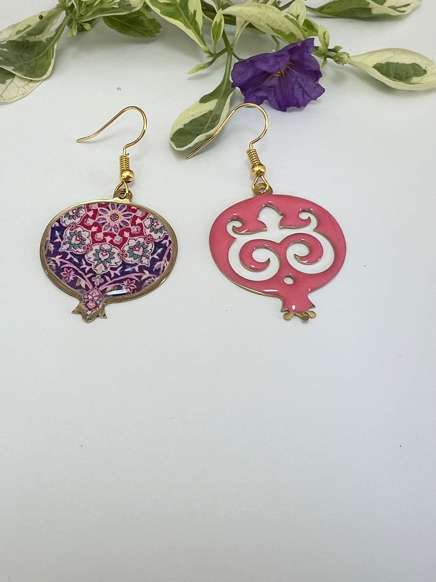 Pastel Pink Pomegranate Mismatched Earrings - JewlOn