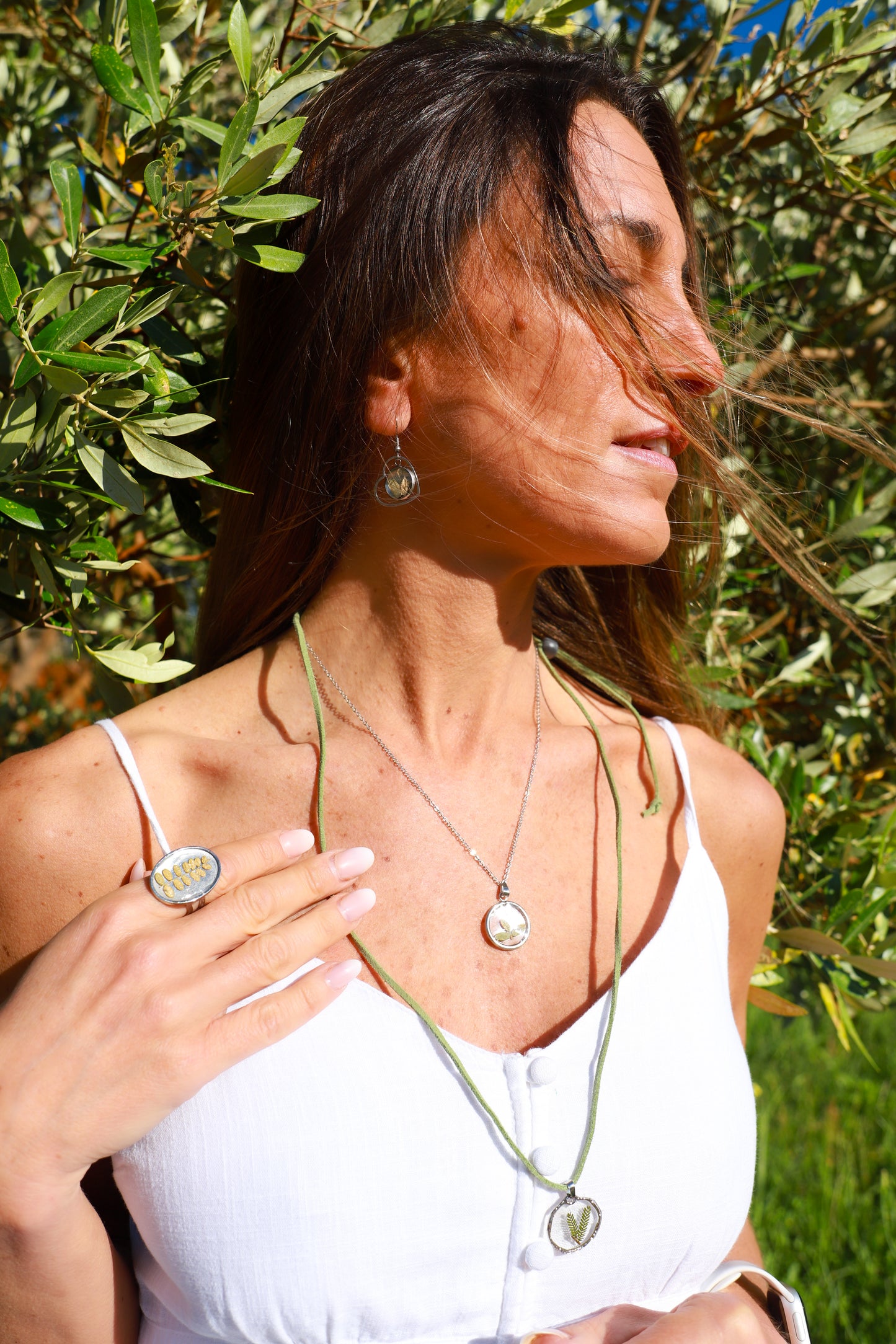 Petite Leaf in silver Frame Resin Jewelry - JewlOn