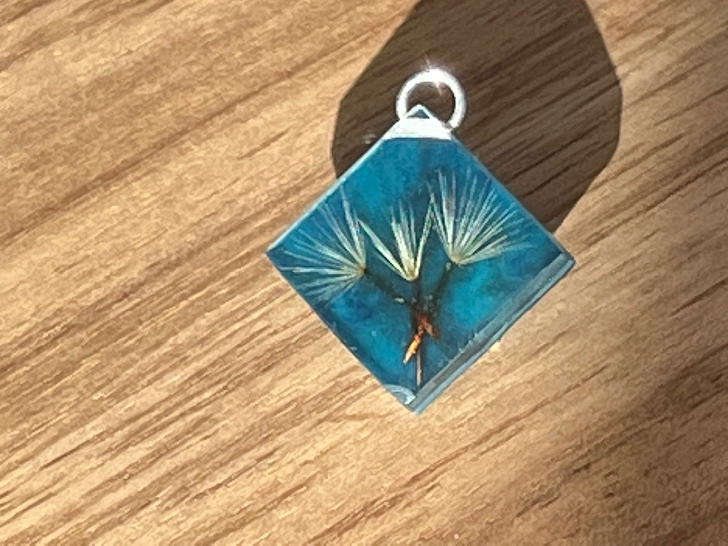 Real Dandelion Framed in Water drop effect Resin jewelry