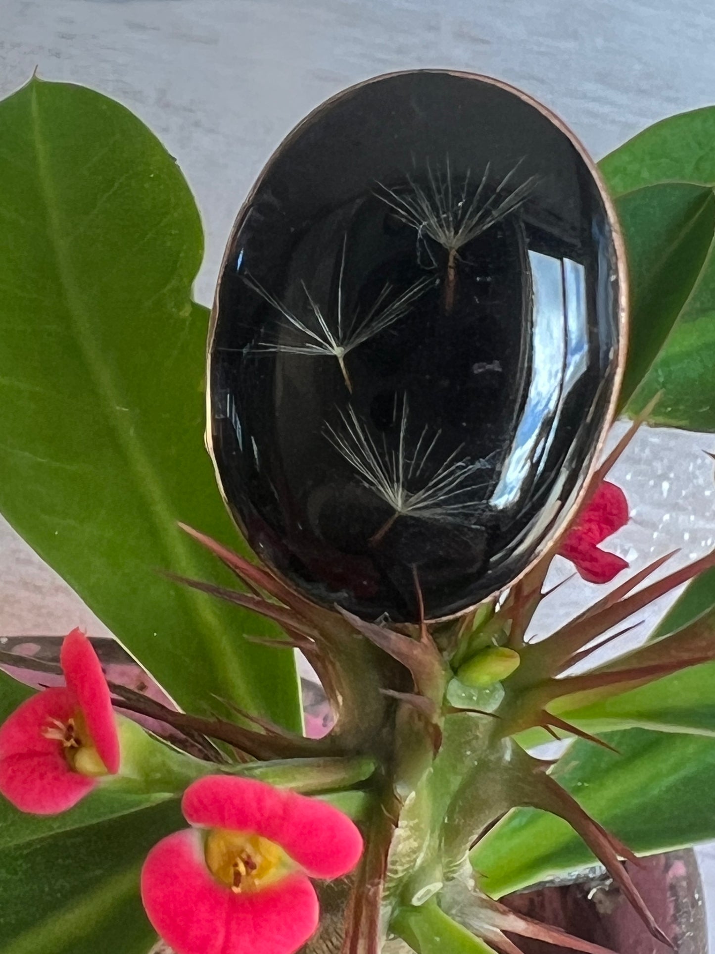 Real Dandelion Statement Ring