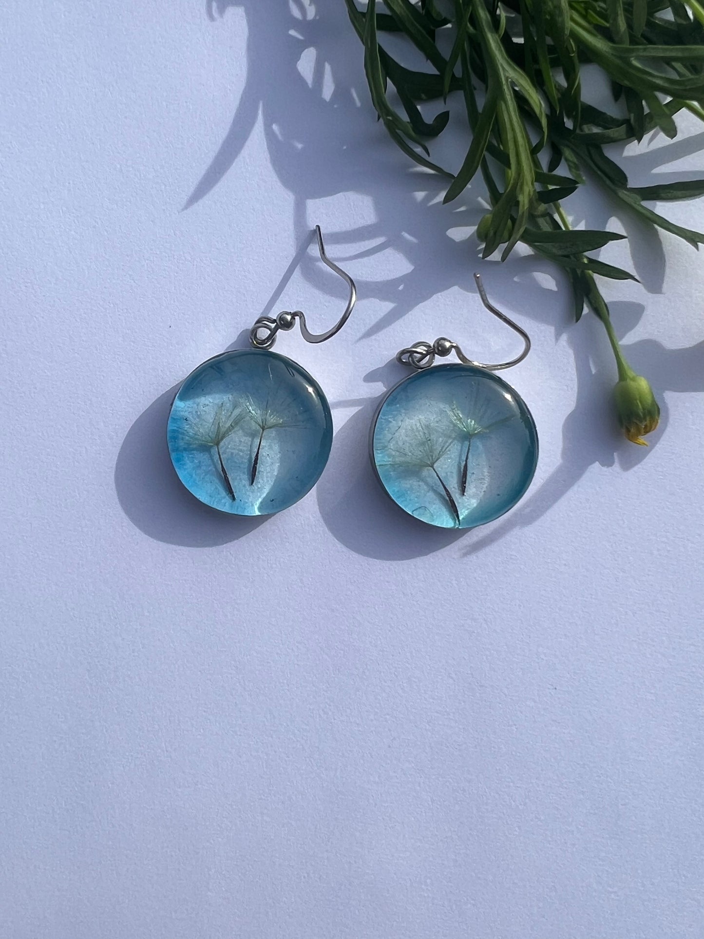 Real Dandelion Framed in Water drop effect Resin jewelry