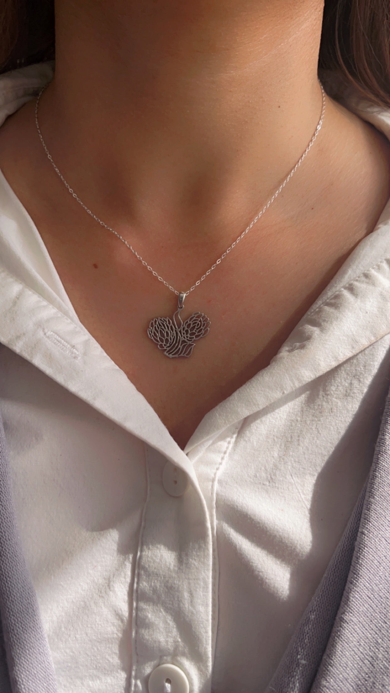 Sterling Silver South African Protea Flower Necklace – Nature Inspired Floral Pendant and Earrings - JewlOn