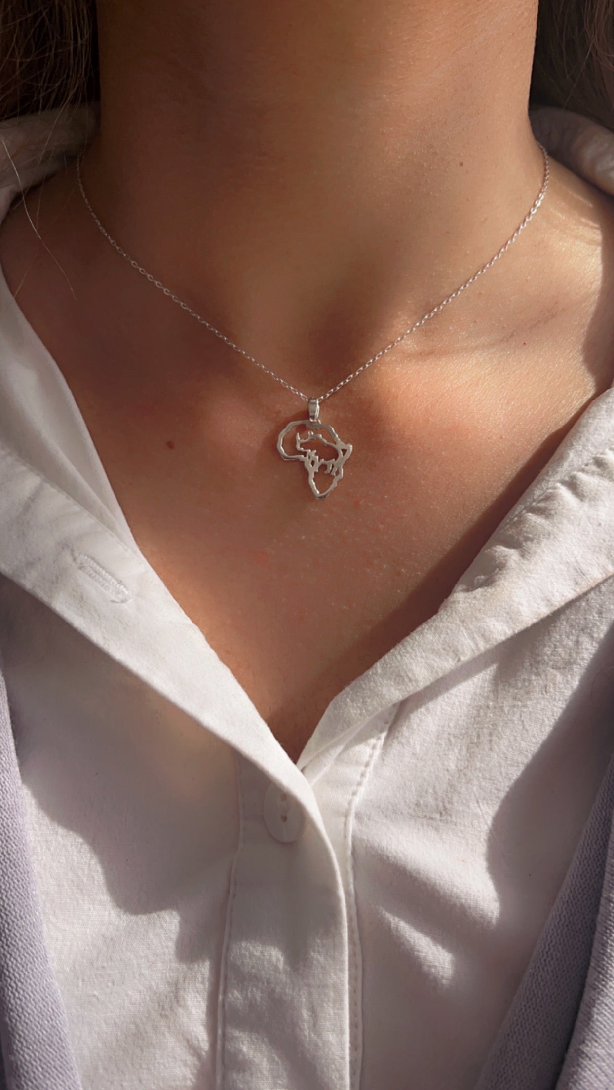 Unisex Sterling Silver Rhino in Africa Frame - JewlOn