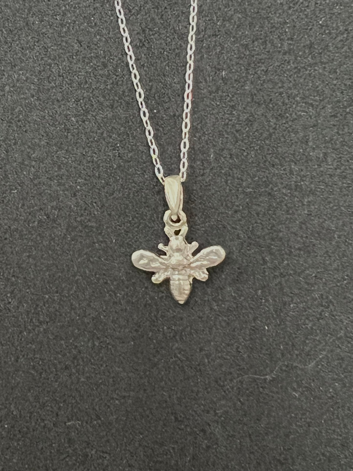 Sterling silver Honeycomb and bee necklace