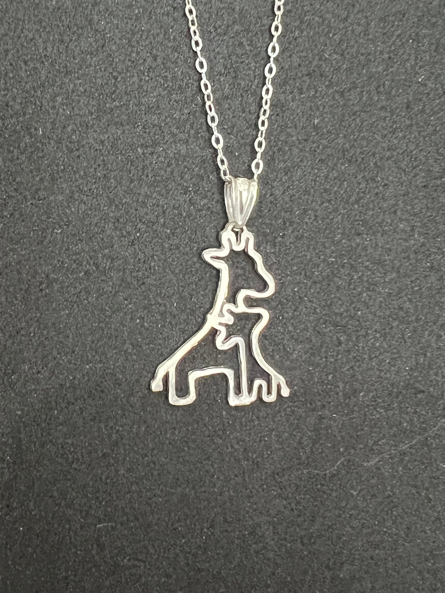 Sterling silver mama and baby giraffe