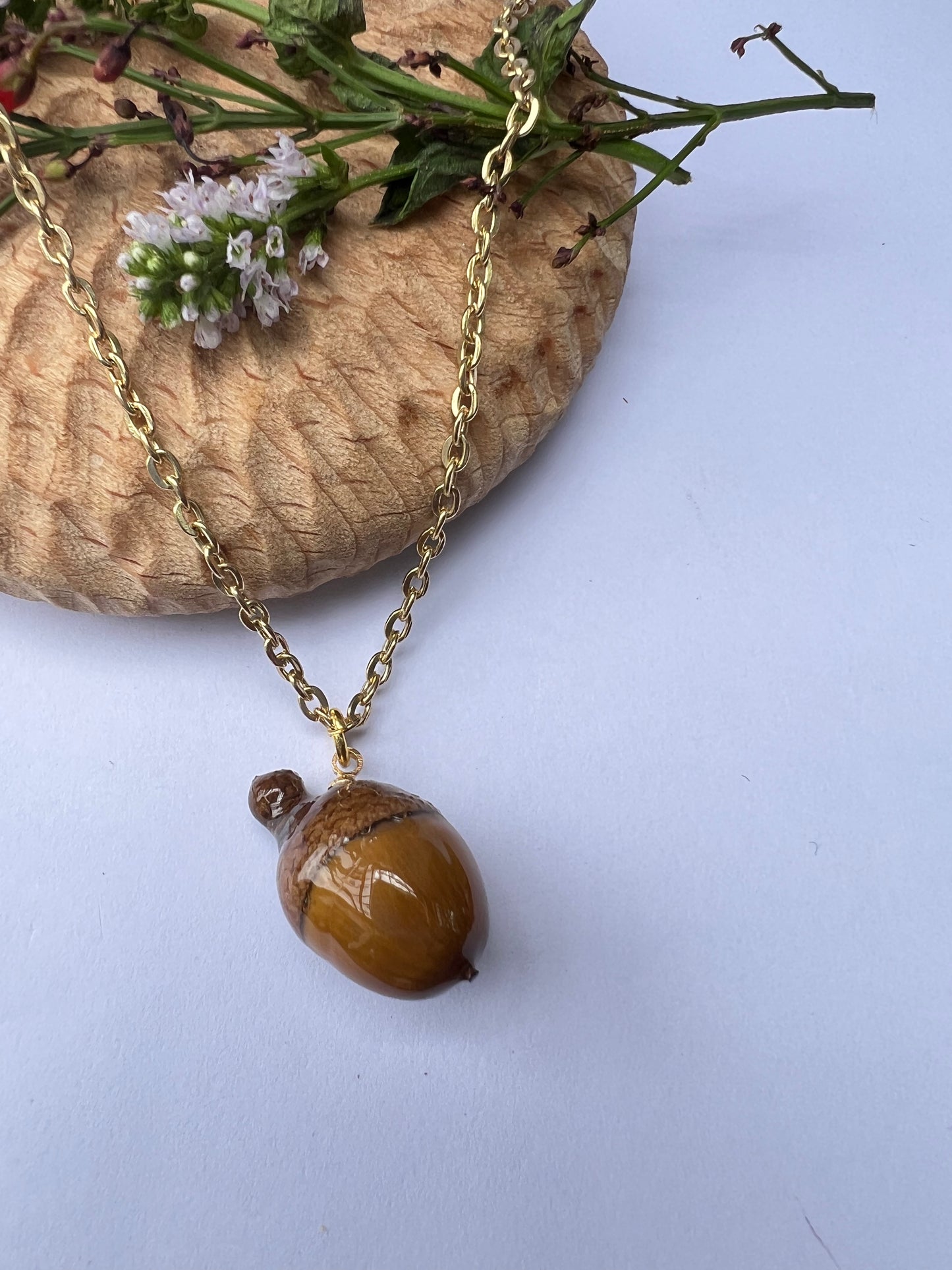 Real Acorn unisex necklace
