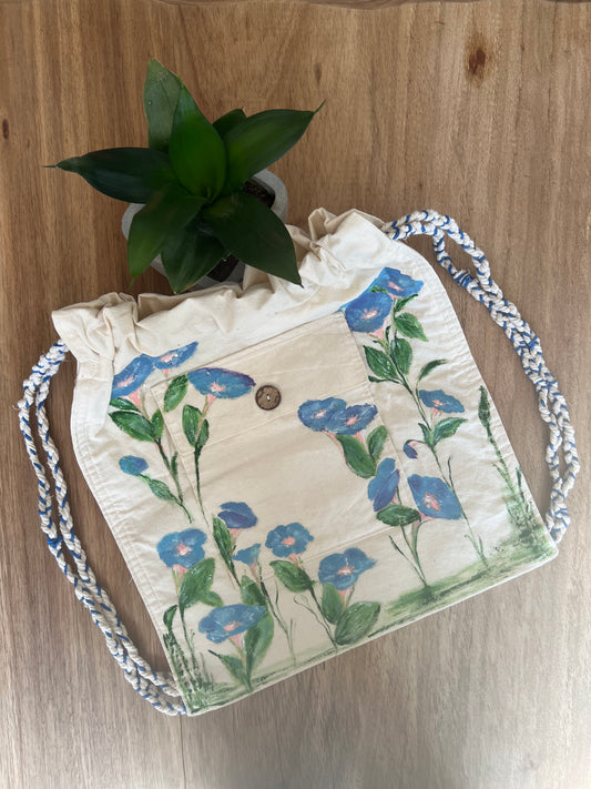 Morning Glory Hand Painted Cotton Bag