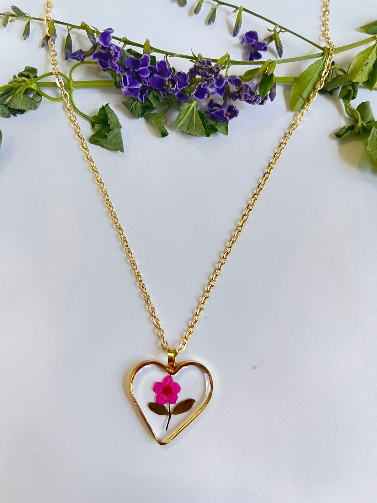Tiny Flower heart Shape Resin Jewellery