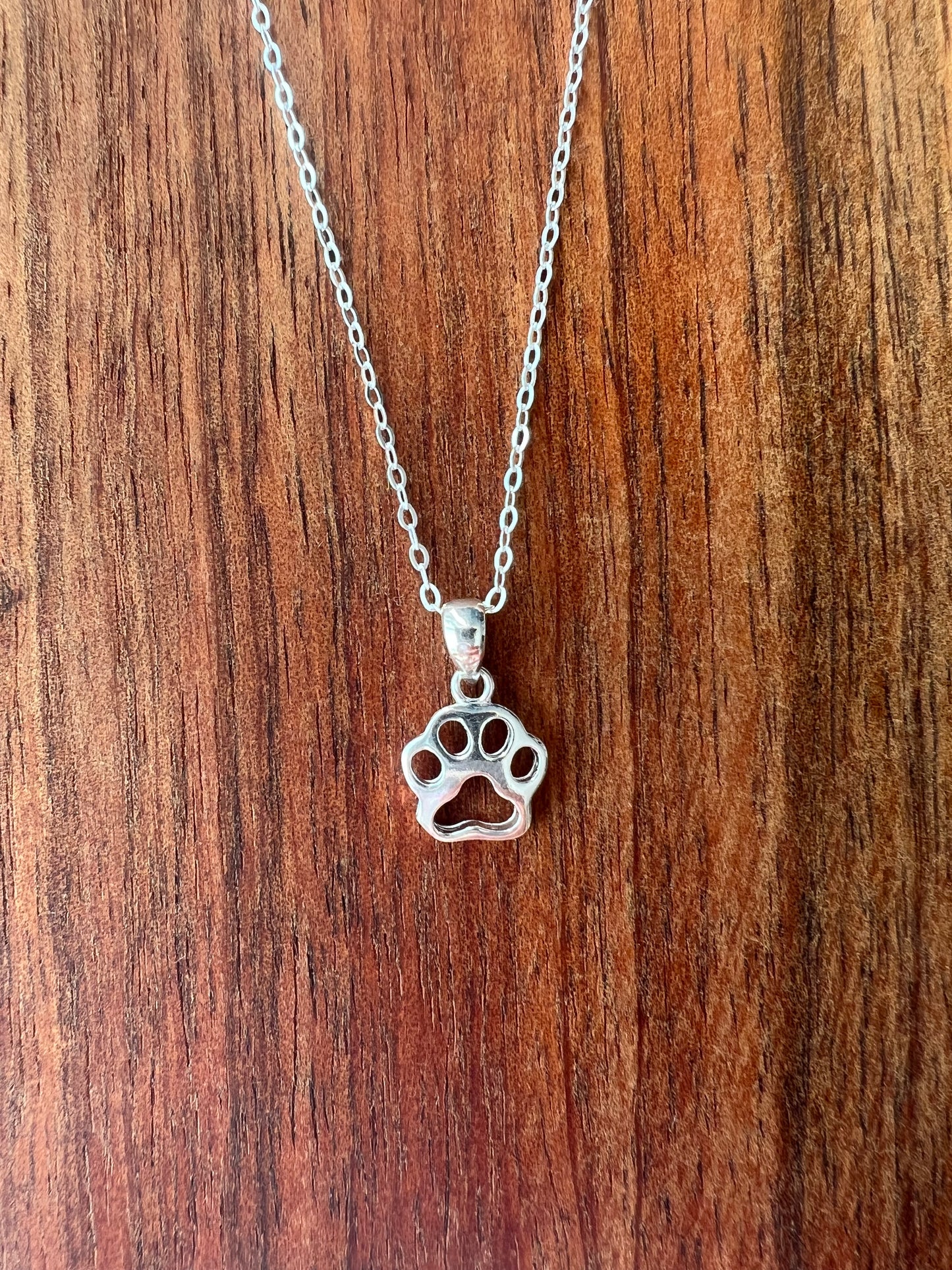 Paw print Sterling Silver necklace petit dainty animal dog cat lovers perfect gift