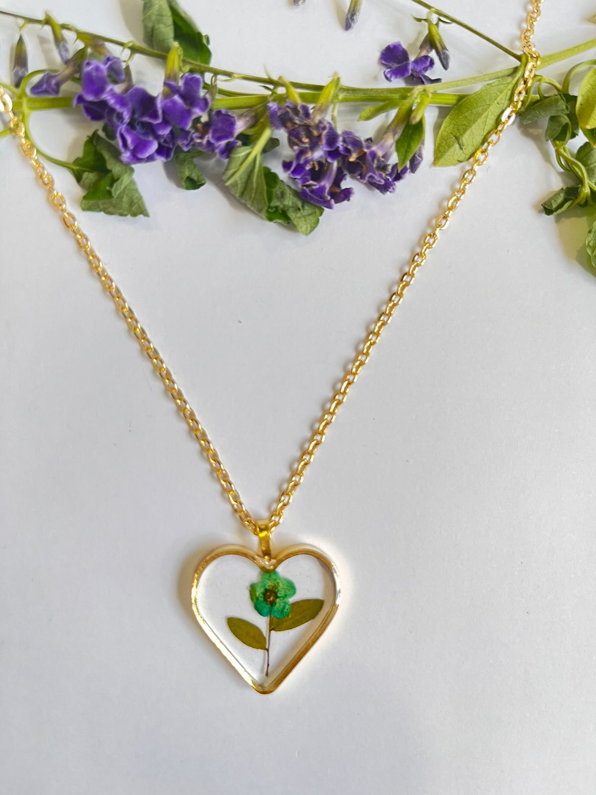 Tiny Flower heart Shape Resin Jewellery