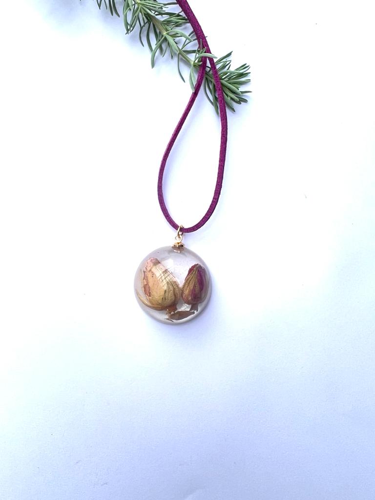 real Rose petal pendant necklace