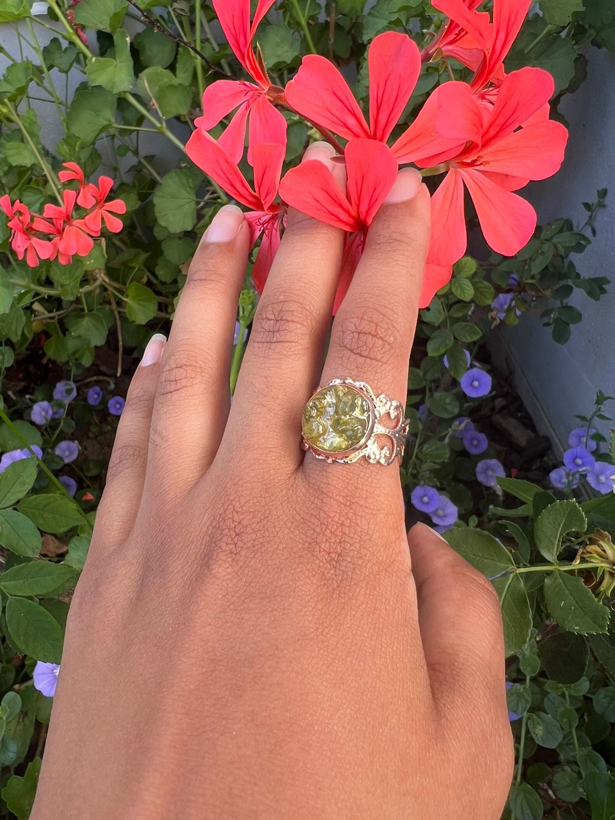 Tiny Peridot Adjustable Vintage Ring