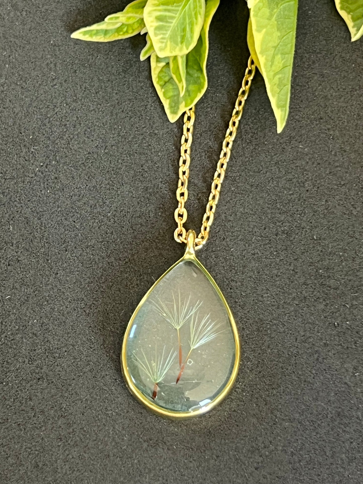 Real Dandelion in Blue Setting Resin jewellery