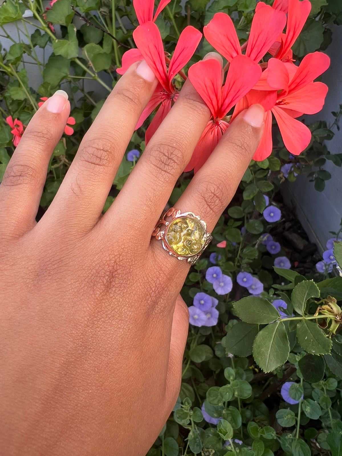 Tiny Peridot Adjustable Vintage Ring