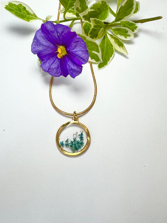 Blue lace flower dainty necklace