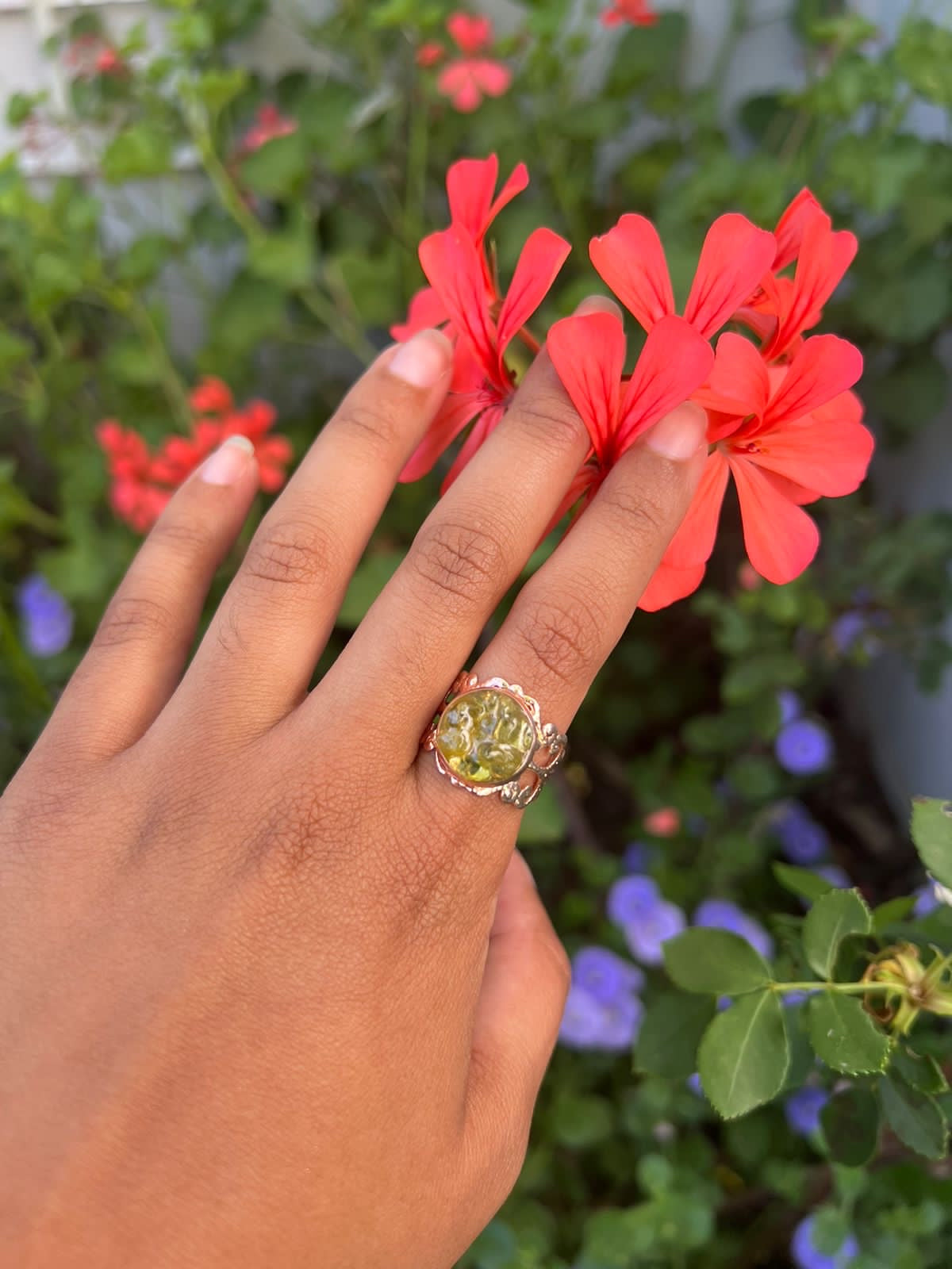 Tiny Peridot Adjustable Vintage Ring