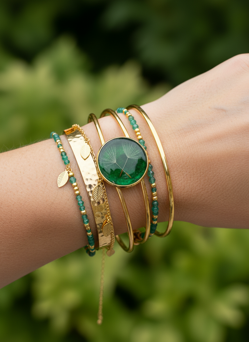Real Dandelion Statement Bracelets
