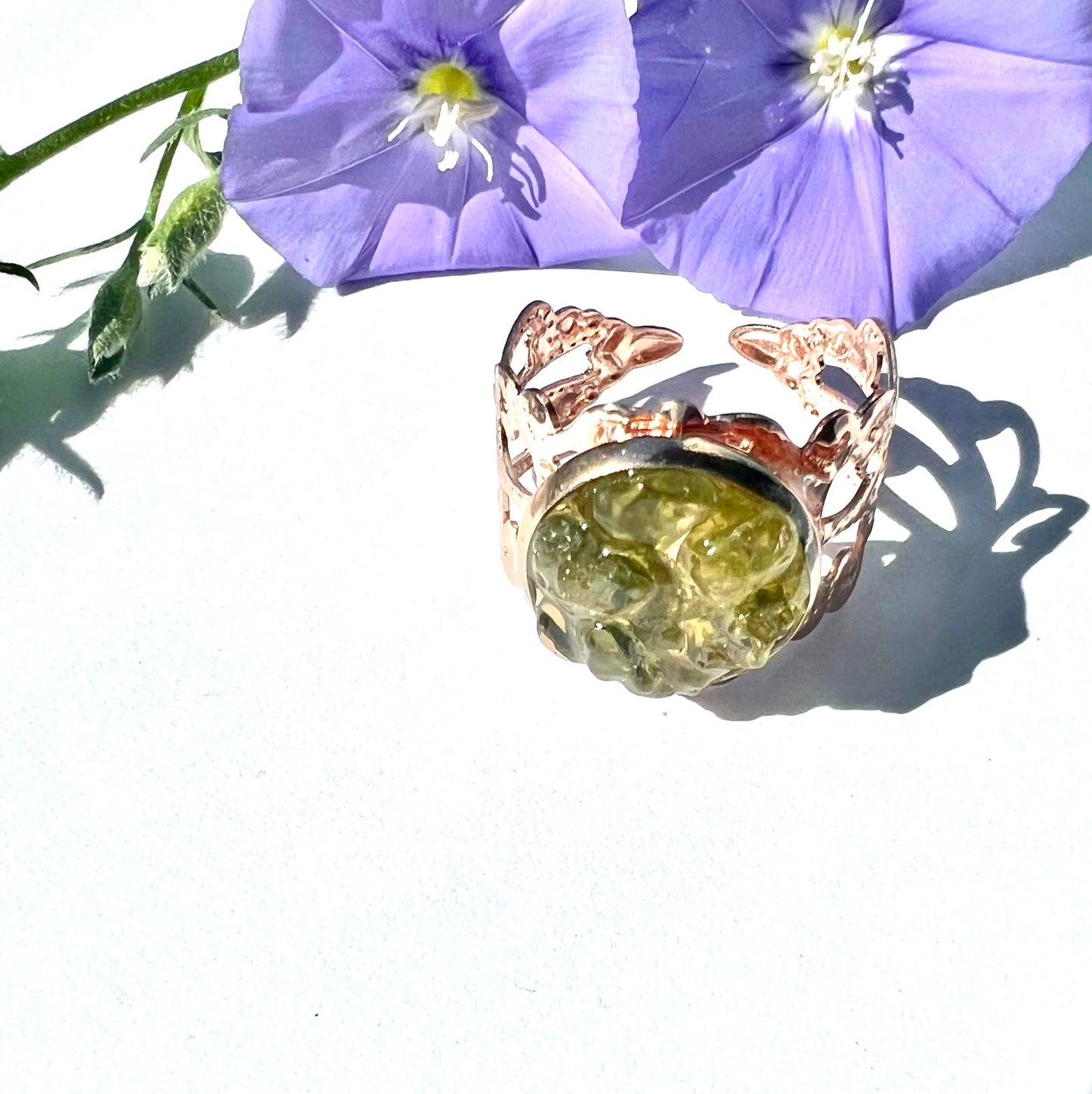 Tiny Peridot Adjustable Vintage Ring