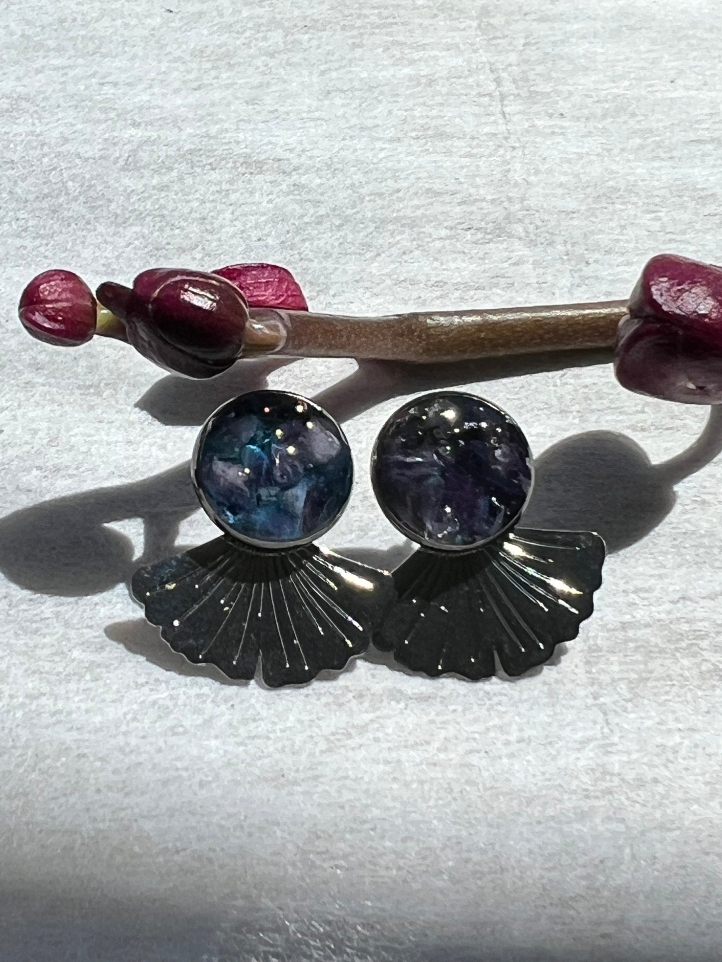 Amethyst in Resin Stud Earrings perfect gift, February stone