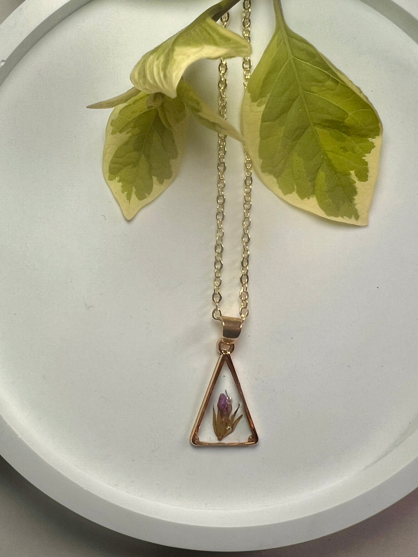 Spiky purple fynbos triangle necklace