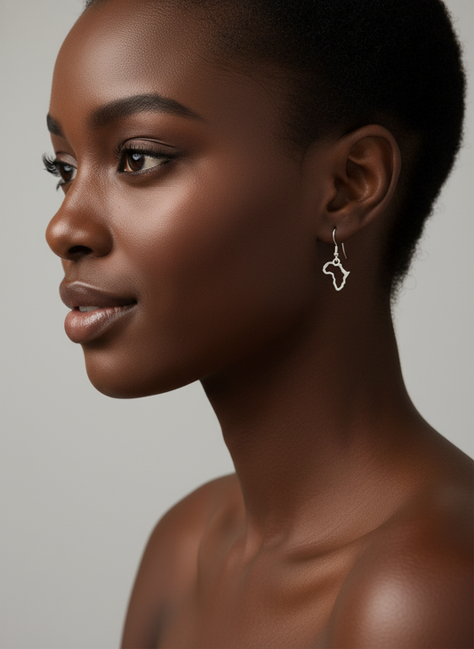 Sterling Silver African Continent Outline Necklace / Earrings – Minimalist South African Jewellery - JewlOn