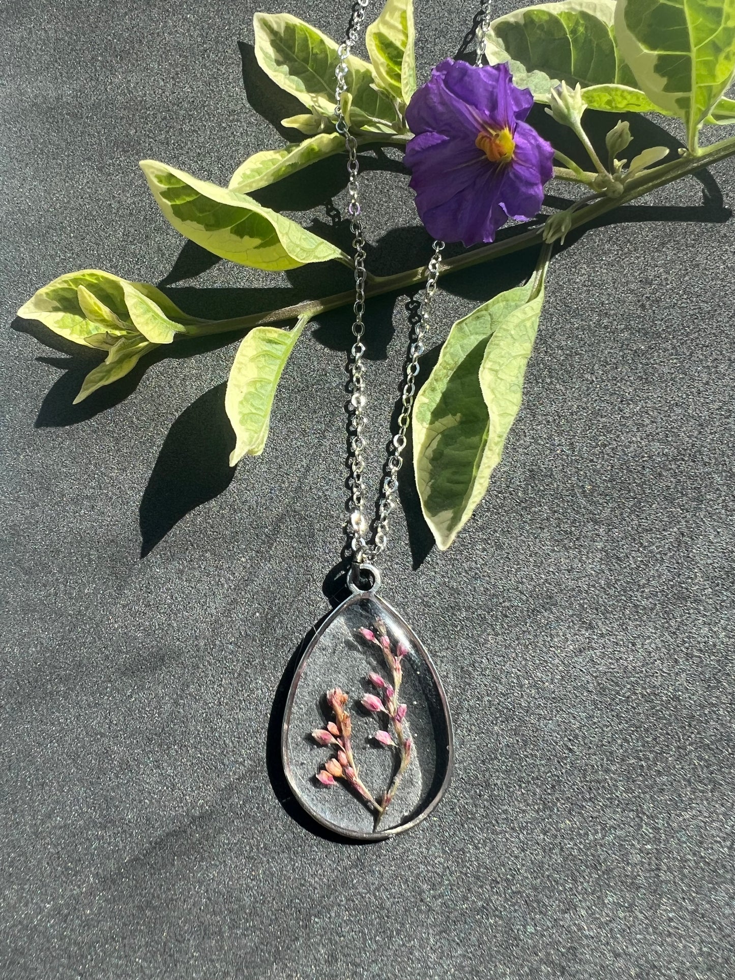 Tear Drop Shape Petit Leaf and Fynbos Resin Jewellery