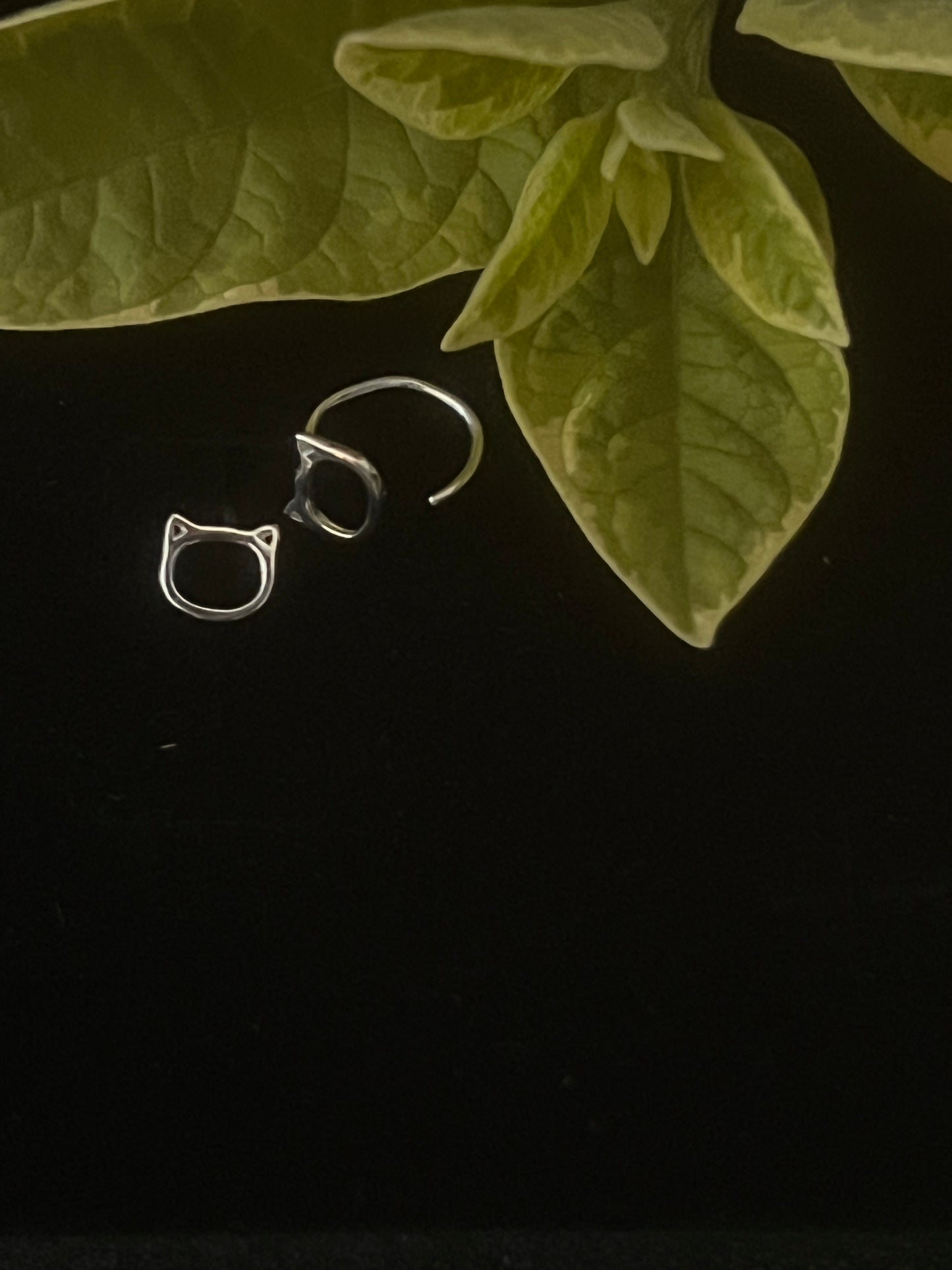 925 Sterling Silver loop Kitty Cat Earrings