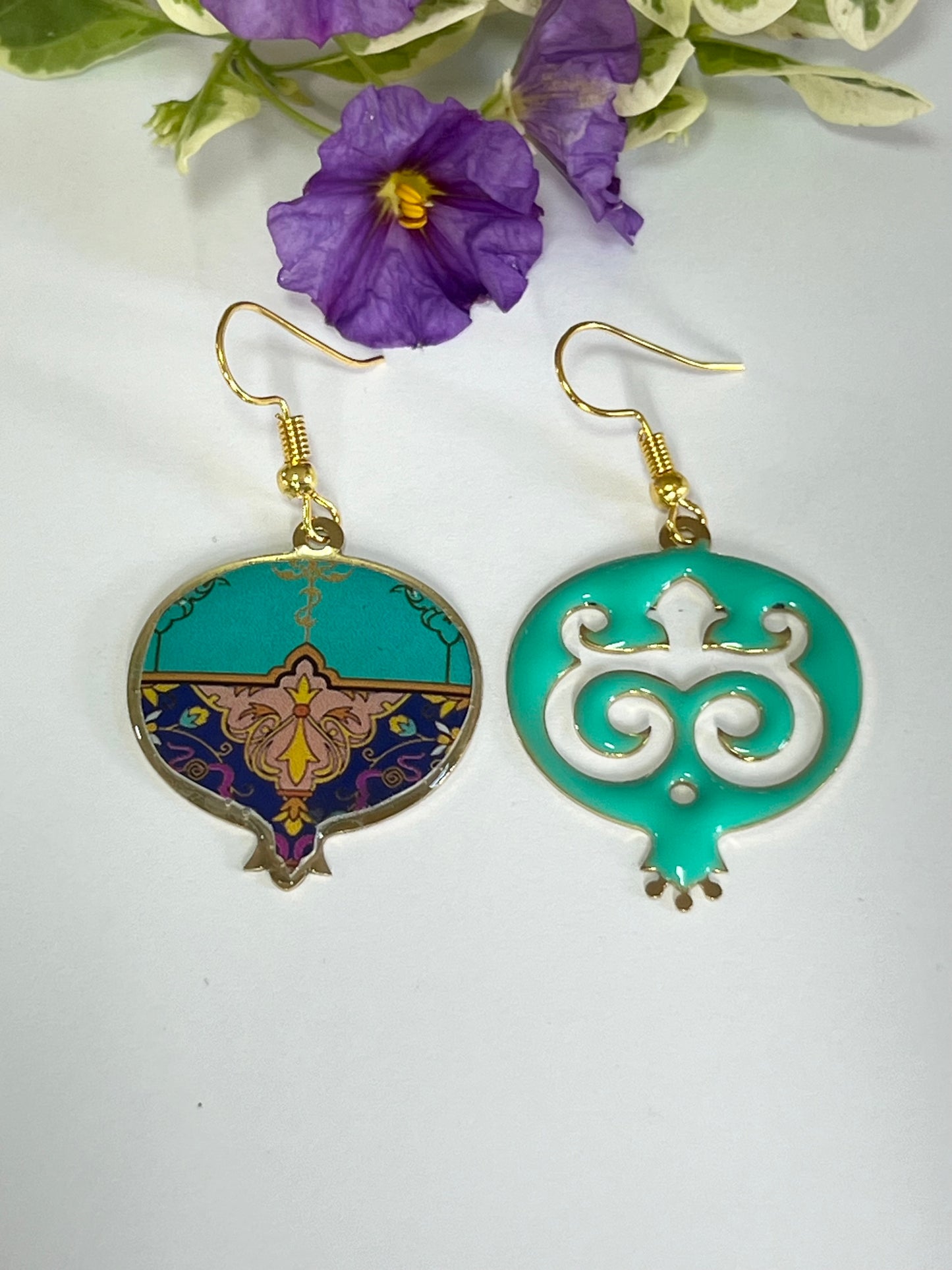 Turquoise and Blue Pomegranate Mismatched Earrings