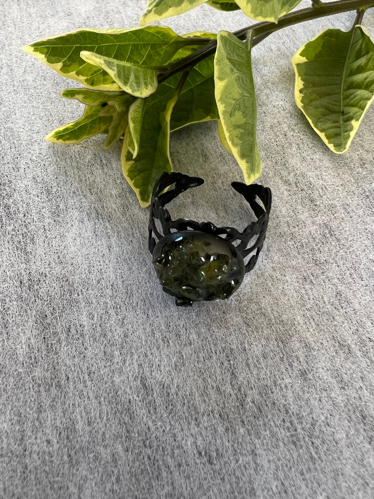 Tiny Peridot Adjustable Vintage Ring