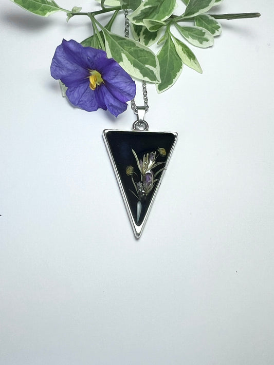 Spiky purple fynbos triangle necklace
