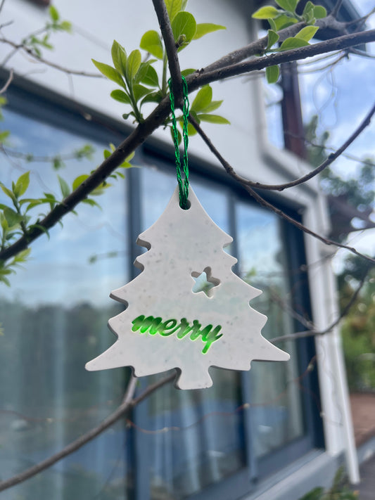 Christmas Tree Ornament with Merry and Star