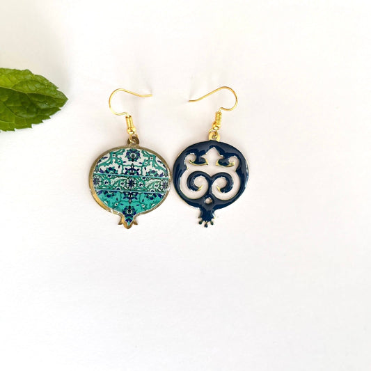 Blue Mismatched Pomegranate Earrings