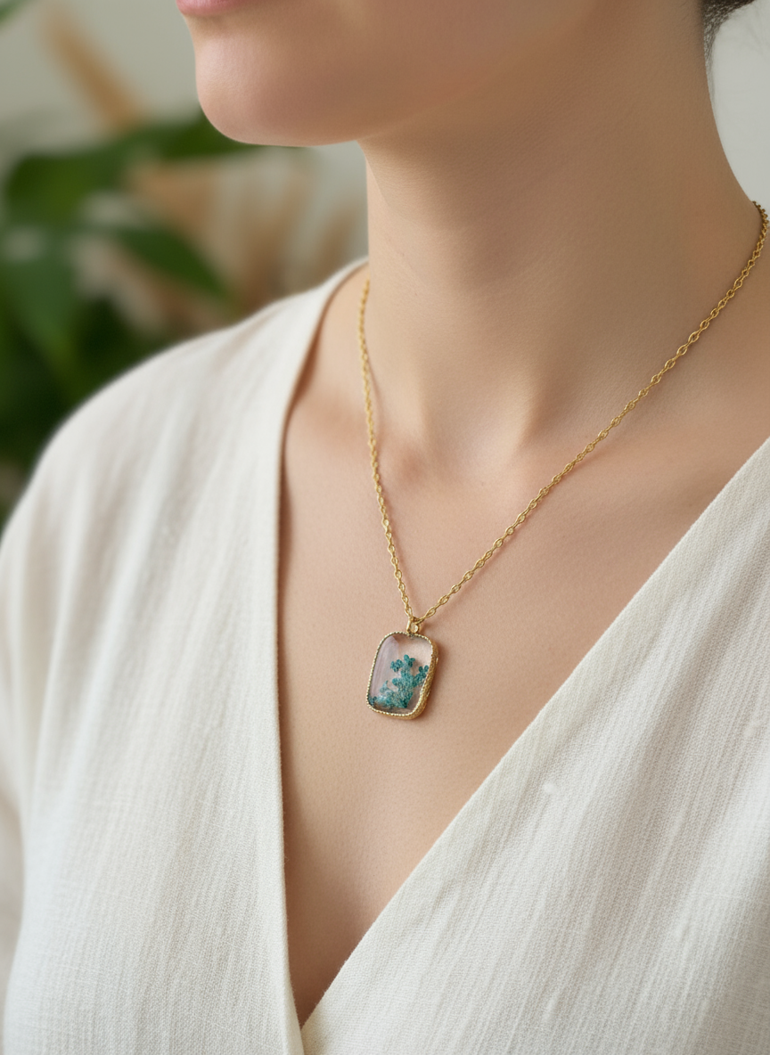 Dainty Blue Lace Fynbos necklace