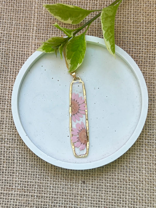 Rectangle Real Daisy Resin Jewellery